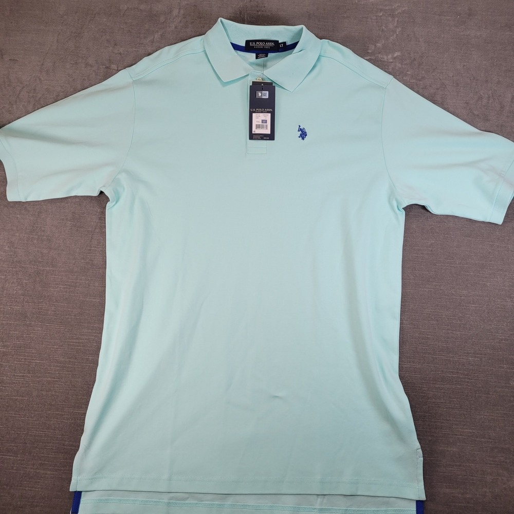 US Polo Assn Mens Big Tall LT Aqua Blue Logo Polo Shirt New